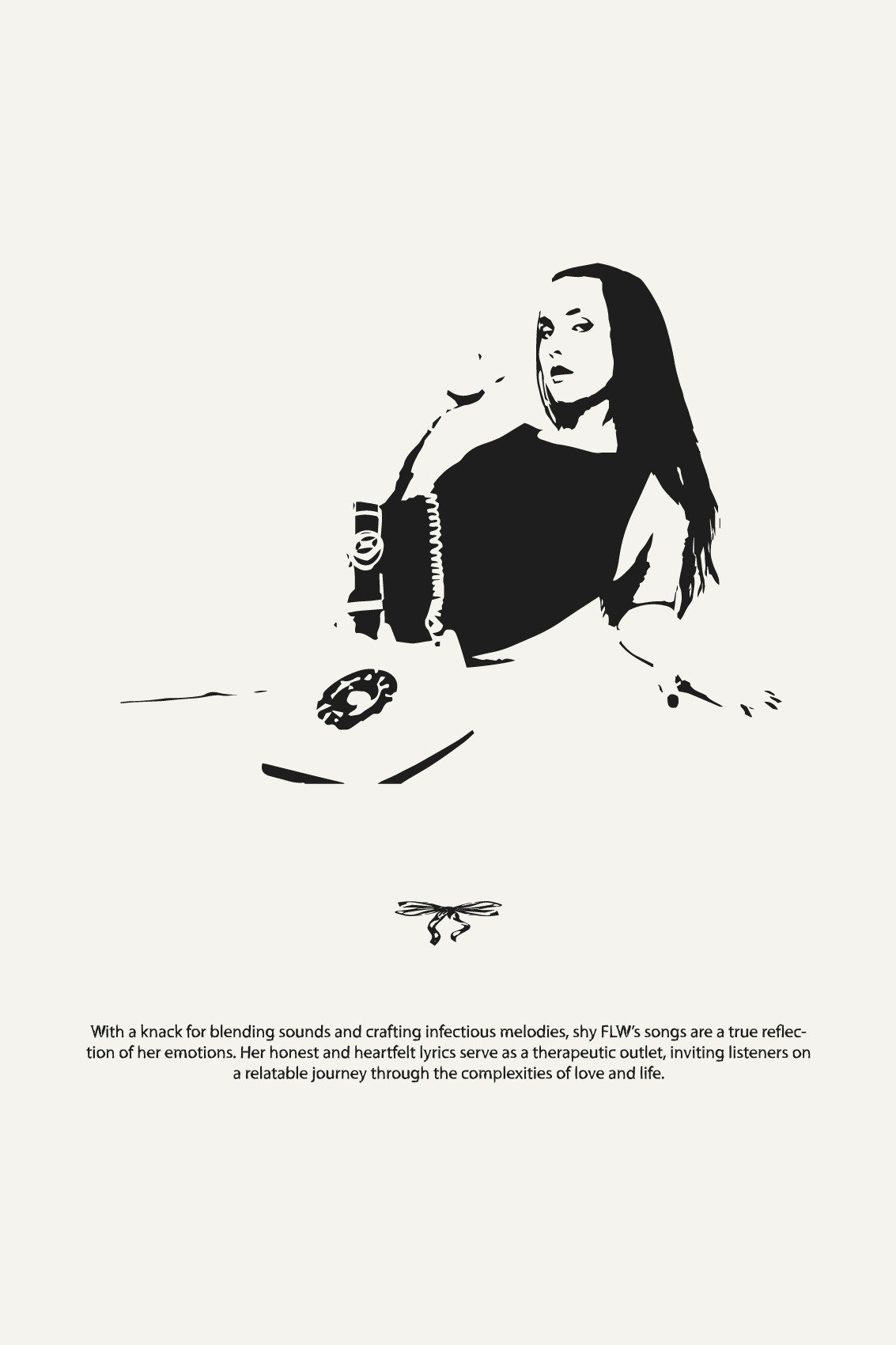 Poster of a girl lying with a phone. 