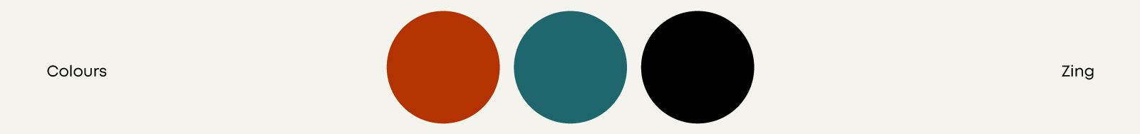 Brand colours: brick-red, green-blue, and black, all in muted tones. 